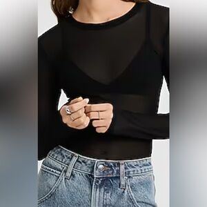 Johnny Was Sheer Top sm/XS $129 new! SOLID Black witchy goth SEXY + FREEBIE